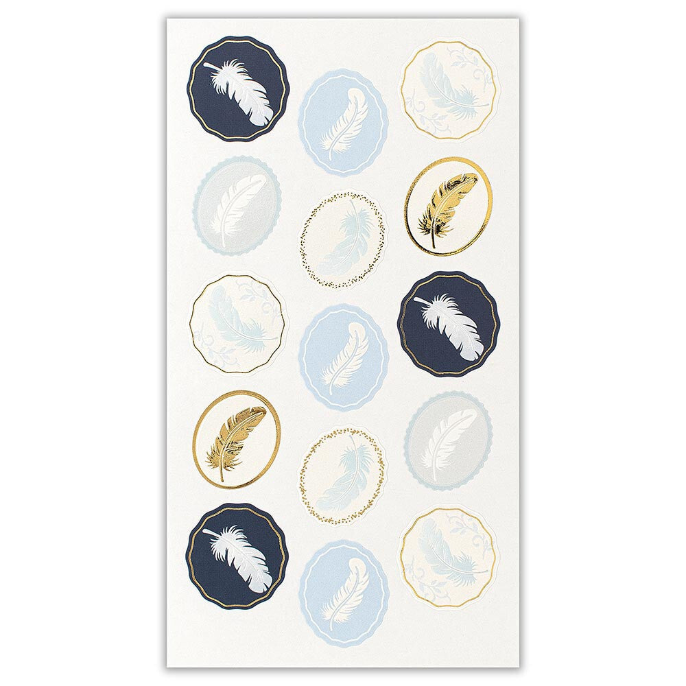 Luxury Feather Sticker with Pearl Print & Gold Foil